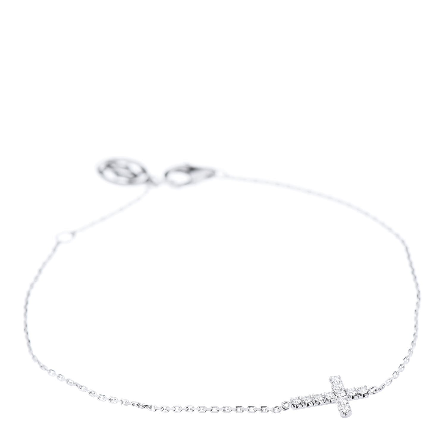 Cartier 18K White Gold Diamond Symbols Cross Bracelet 1 of 5