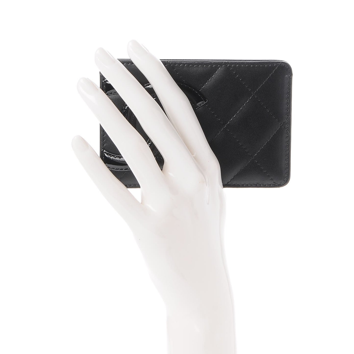 Calfskin Quilted Cambon Card Holder Black