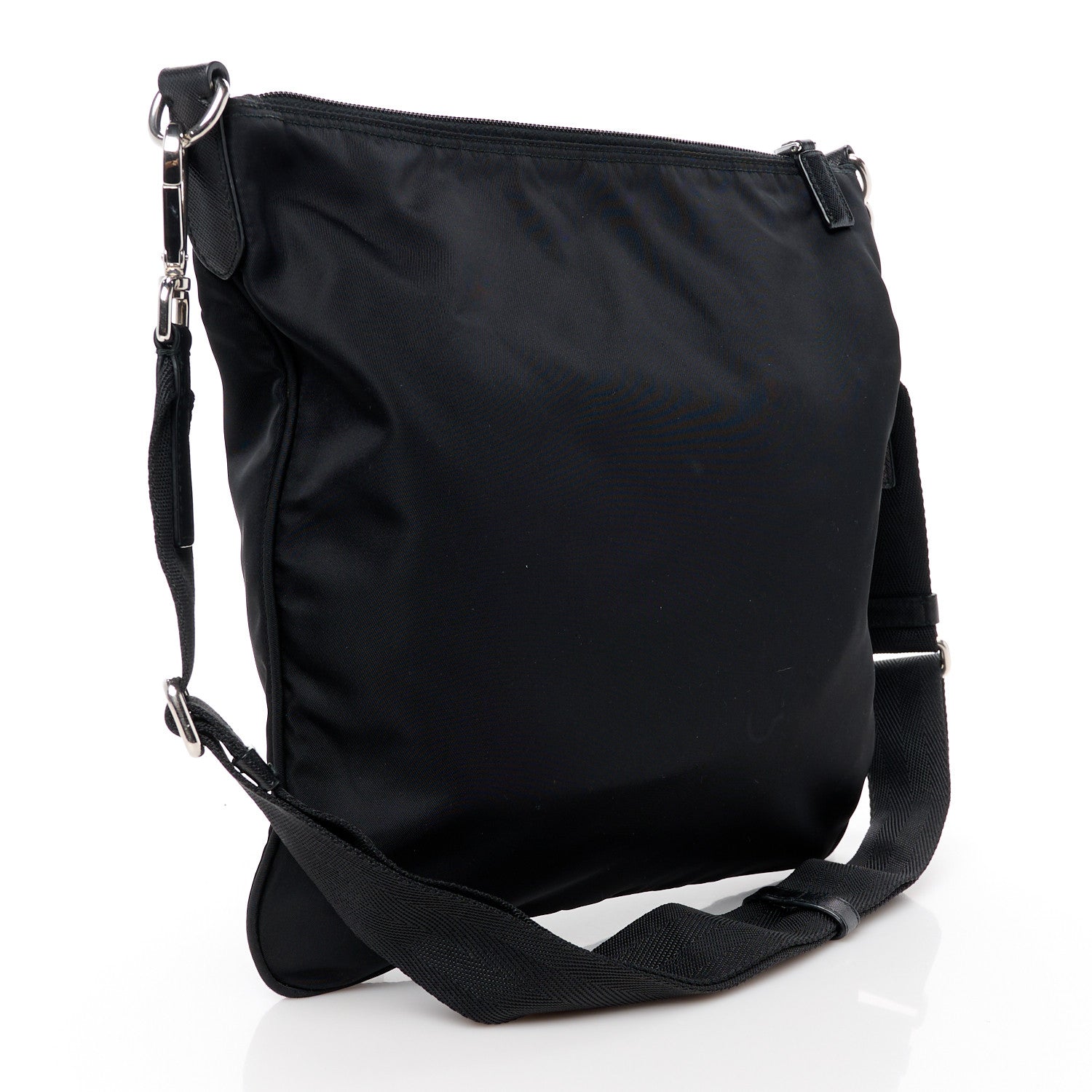 Prada Tessuto Nylon Saffiano Flat Messenger Bag Black 3 of 11