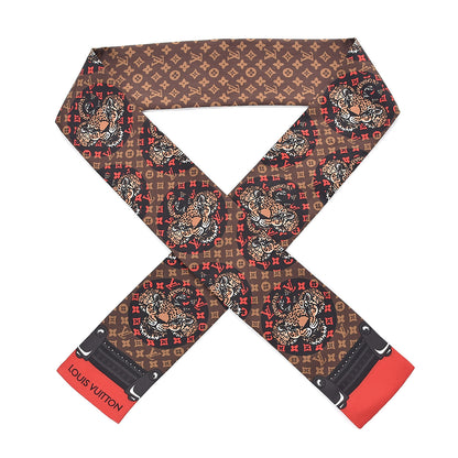 Louis Vuitton Silk Monogram Jaguar Animalle Bandeau Scarf Marron 1 of 5