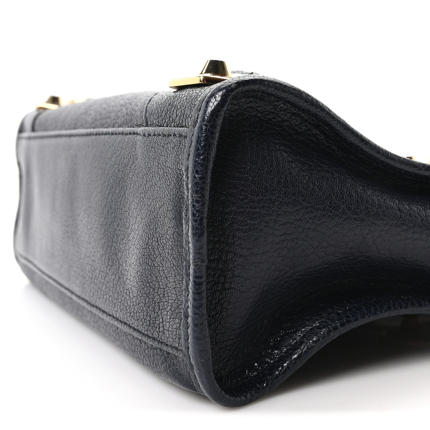 Chevre Gold Metallic Edge Hardware Mini City Bleu Nuit
