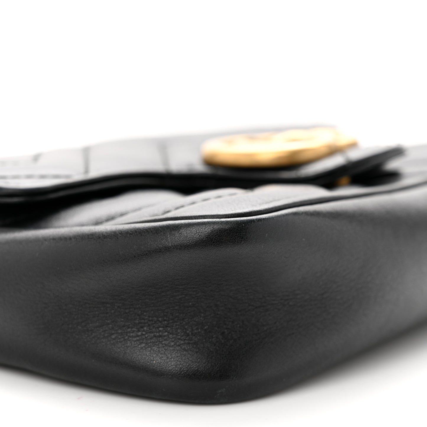 Calfskin Matelasse Super Mini GG Marmont Shoulder Bag Black