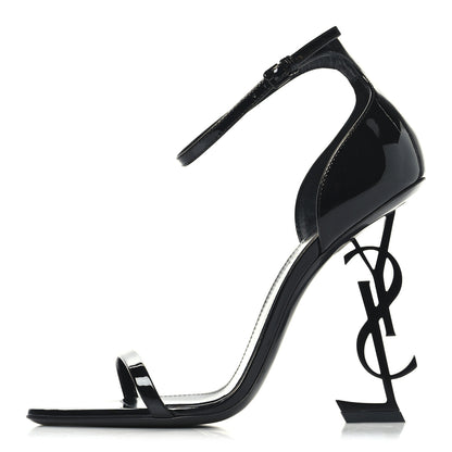 Saint Laurent Patent Calfskin Opyum 110 Sandals 39 Black 1 of 10