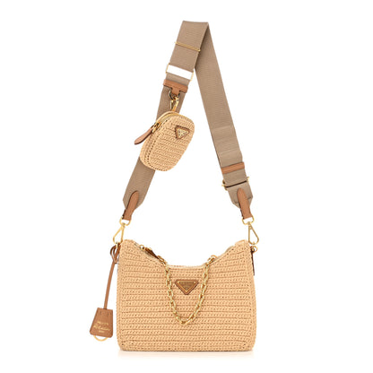 Prada Yarn Raffia Effect Crochet Re-Edition 2005 Shoulder Bag Naturale 1 of 11