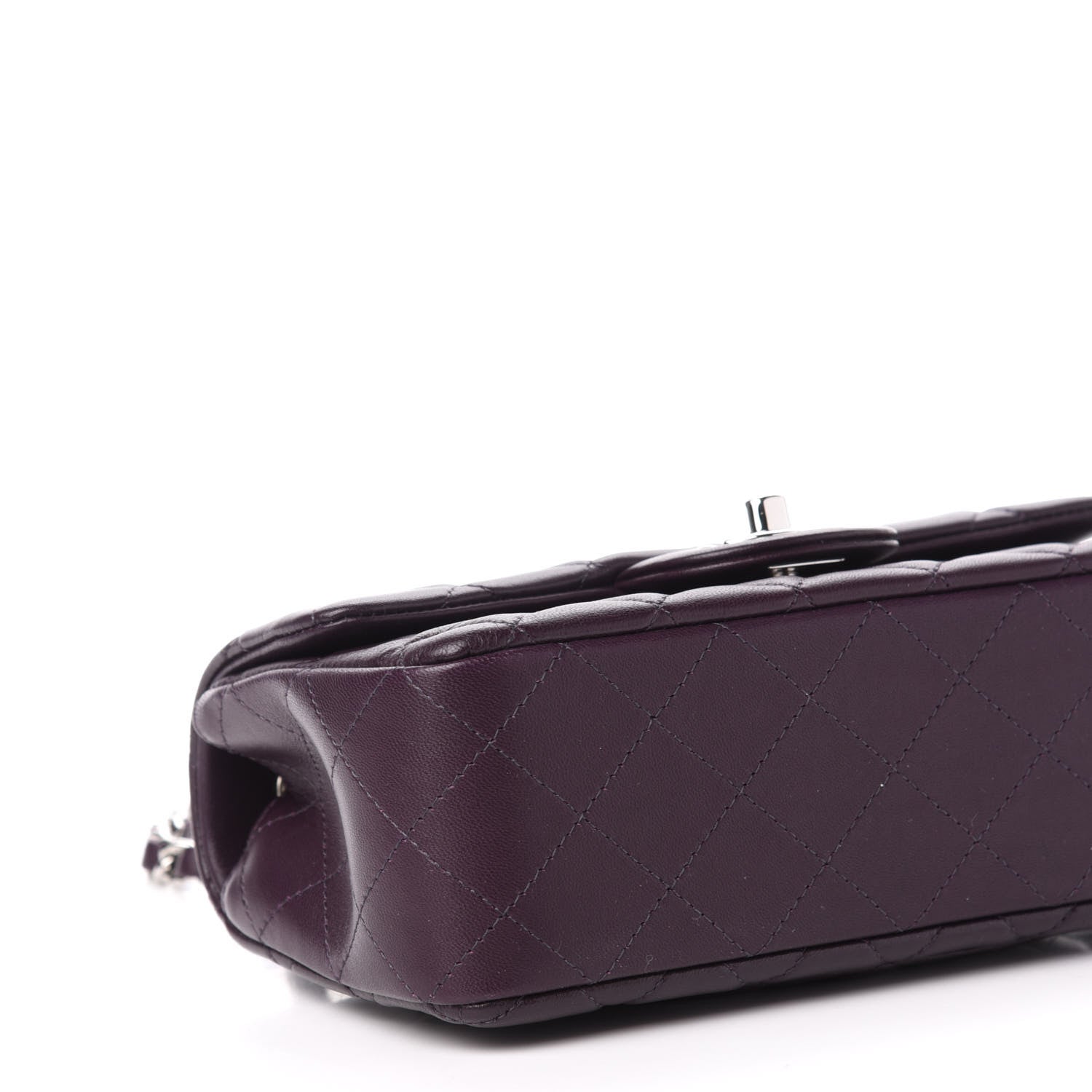 Chanel Lambskin Quilted Mini Rectangular Flap Dark Purple 8 of 10
