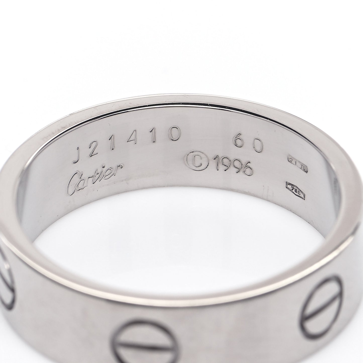 18K White Gold 6mm LOVE Ring 60 9