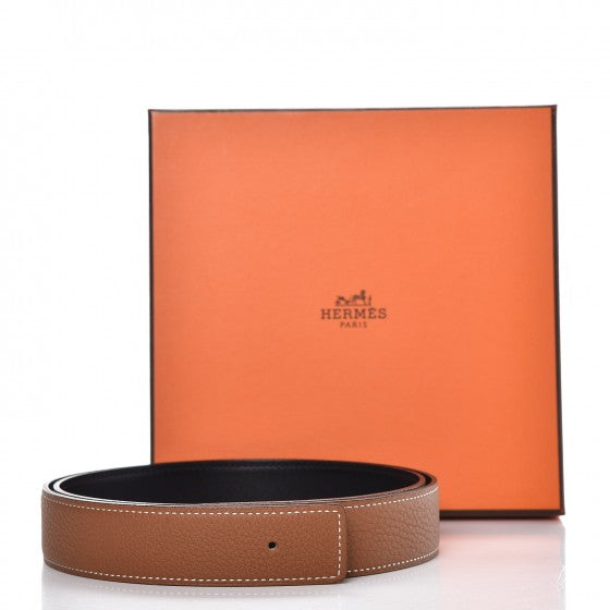 Hermes Box Togo 32mm Belt Strap 95 Black Gold 6 of 6