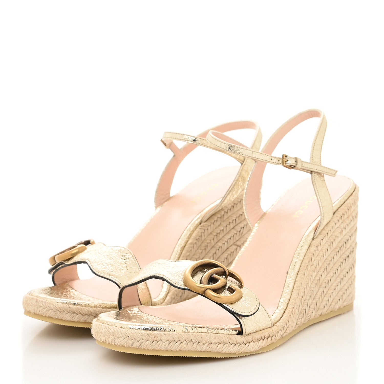 Gucci Galassia Aitana Espadrille 10/95mm Wedge Sandals 39 Platino 3 of 9