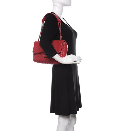 Chanel Lambskin Perforated Jumbo Punch Flap Red 2 of 11
