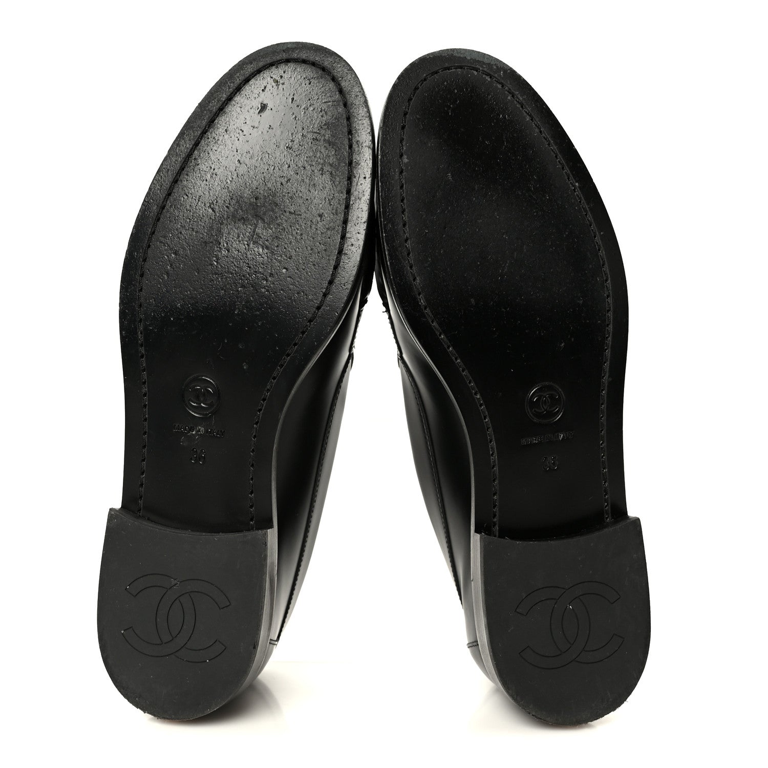 Chanel Calfskin Crystal CC Mocassin Loafers 36 Black 6 of 10