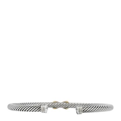 David Yurman Sterling Silver 18K Yellow Gold 4mm X Station Cable Bracelet 2 of 3