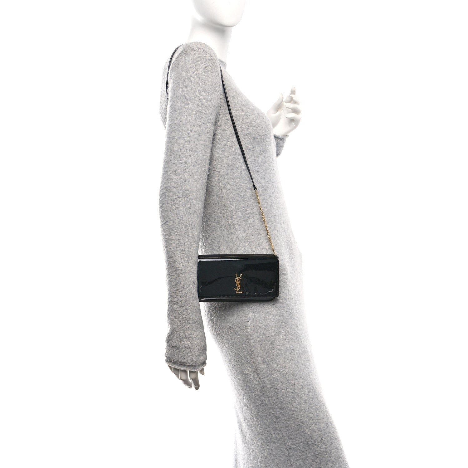 Saint Laurent Vernice Diamond Calfskin Monogram Phone Holder Crossbody Black 2 of 10