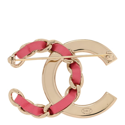Chanel Lambskin Baguette Crystal CC Chain Brooch Pink Gold 3 of 5