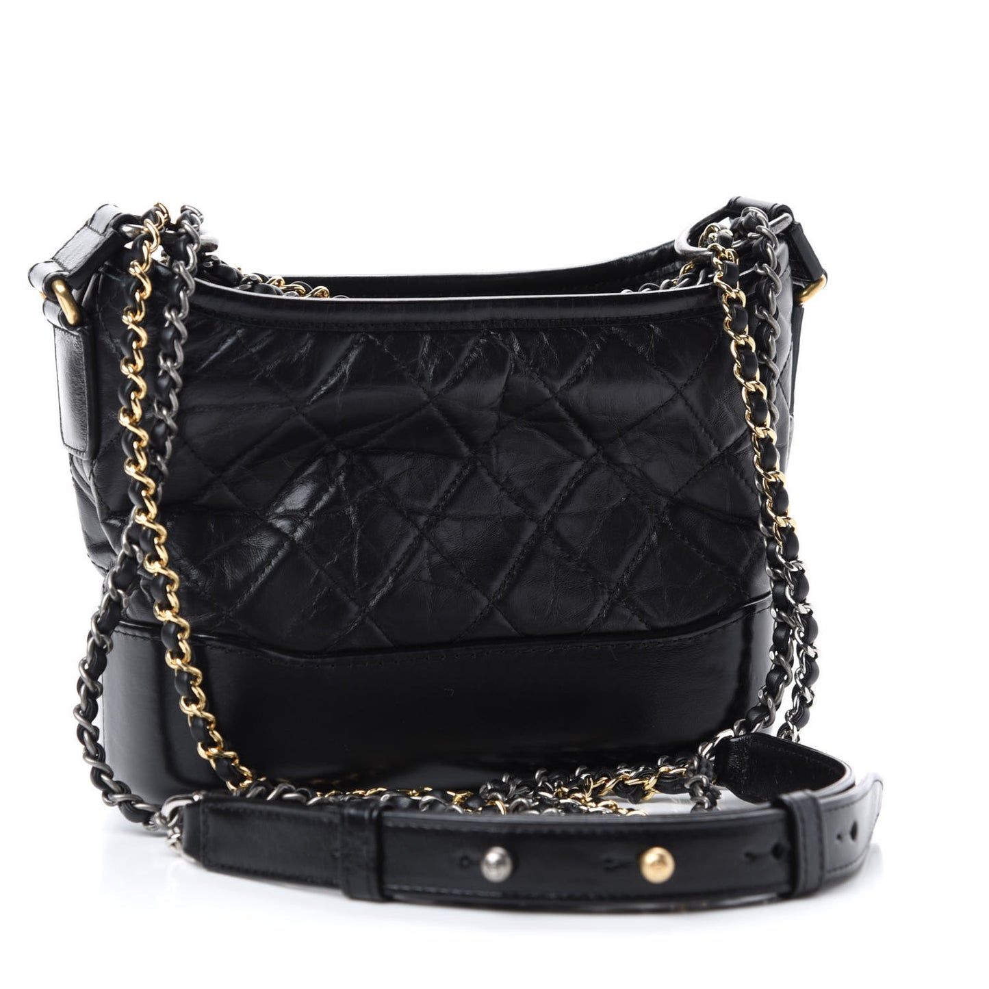 Aged Calfskin Quilted Charms Small Gabrielle Hobo Black