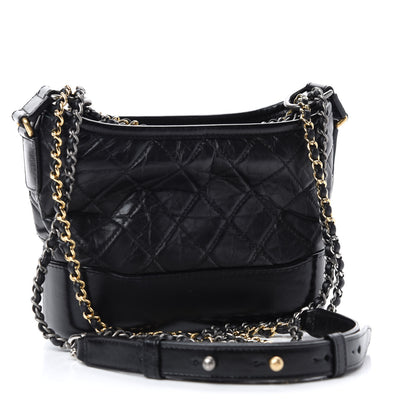 Chanel Aged Calfskin Quilted Charms Small Gabrielle Hobo Black 3 of 10