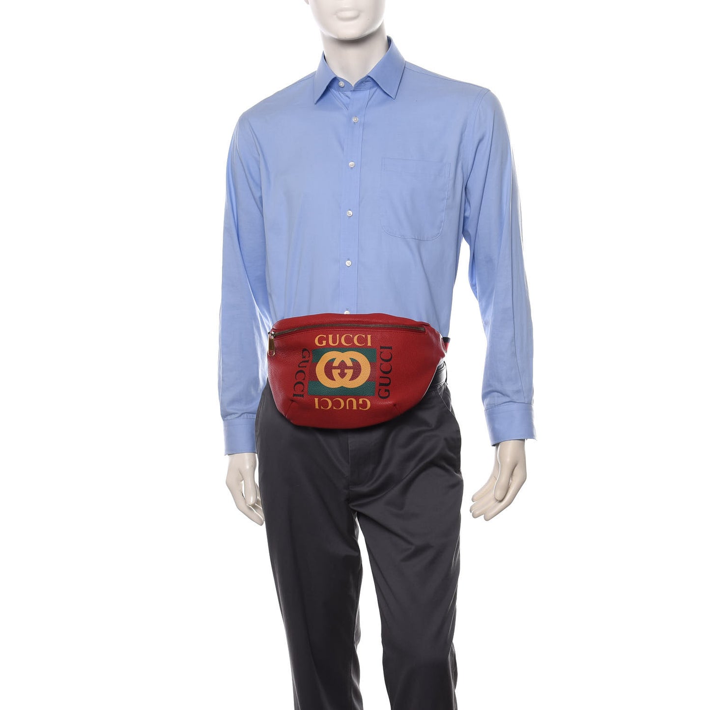 Grained Calfskin Logo Belt Bag Hibiscus Red
