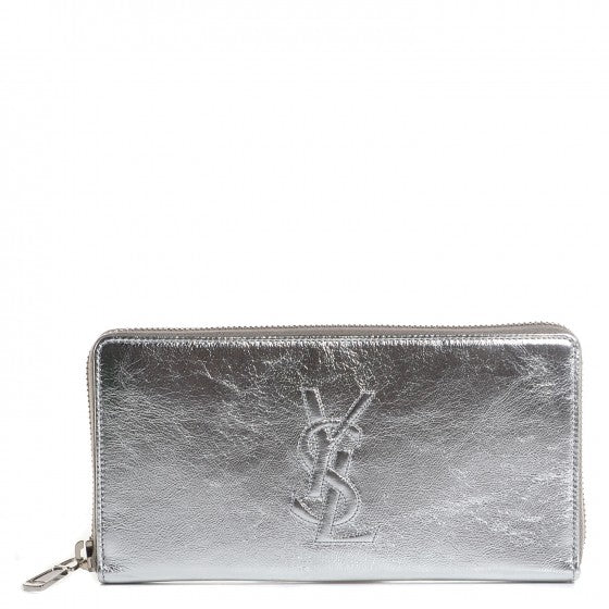 Metallic Calfskin Belle De Jour Zip Around Wallet Moon