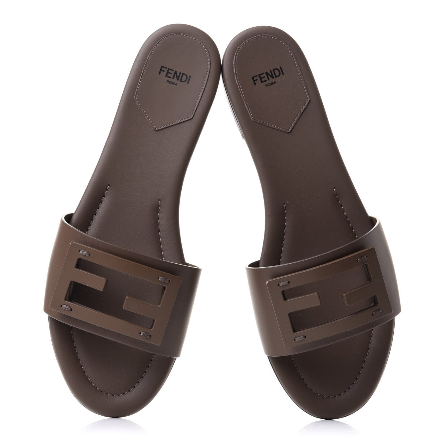 Vitello Cuoio Baguette Flat Slide Sandals 40 Maya