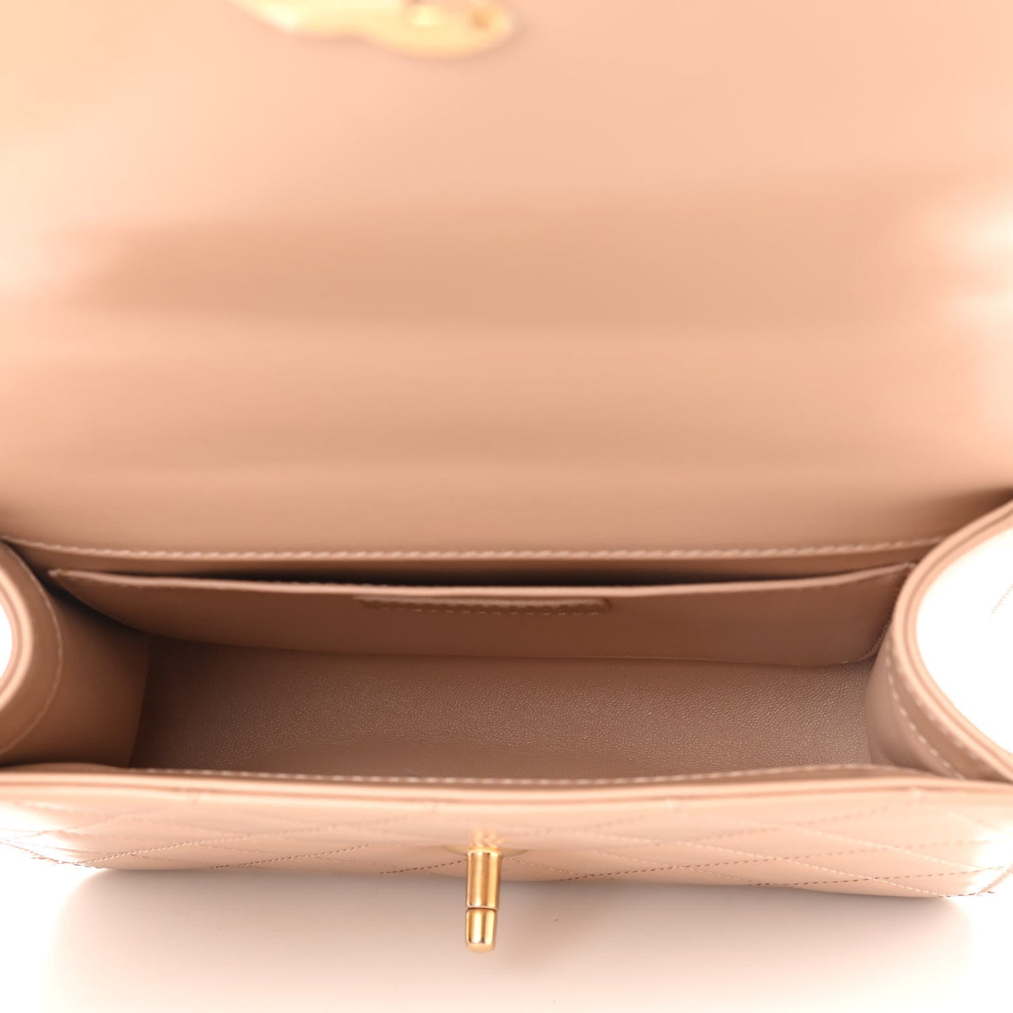 Calfskin Quilted Perfect Fit Flap Beige