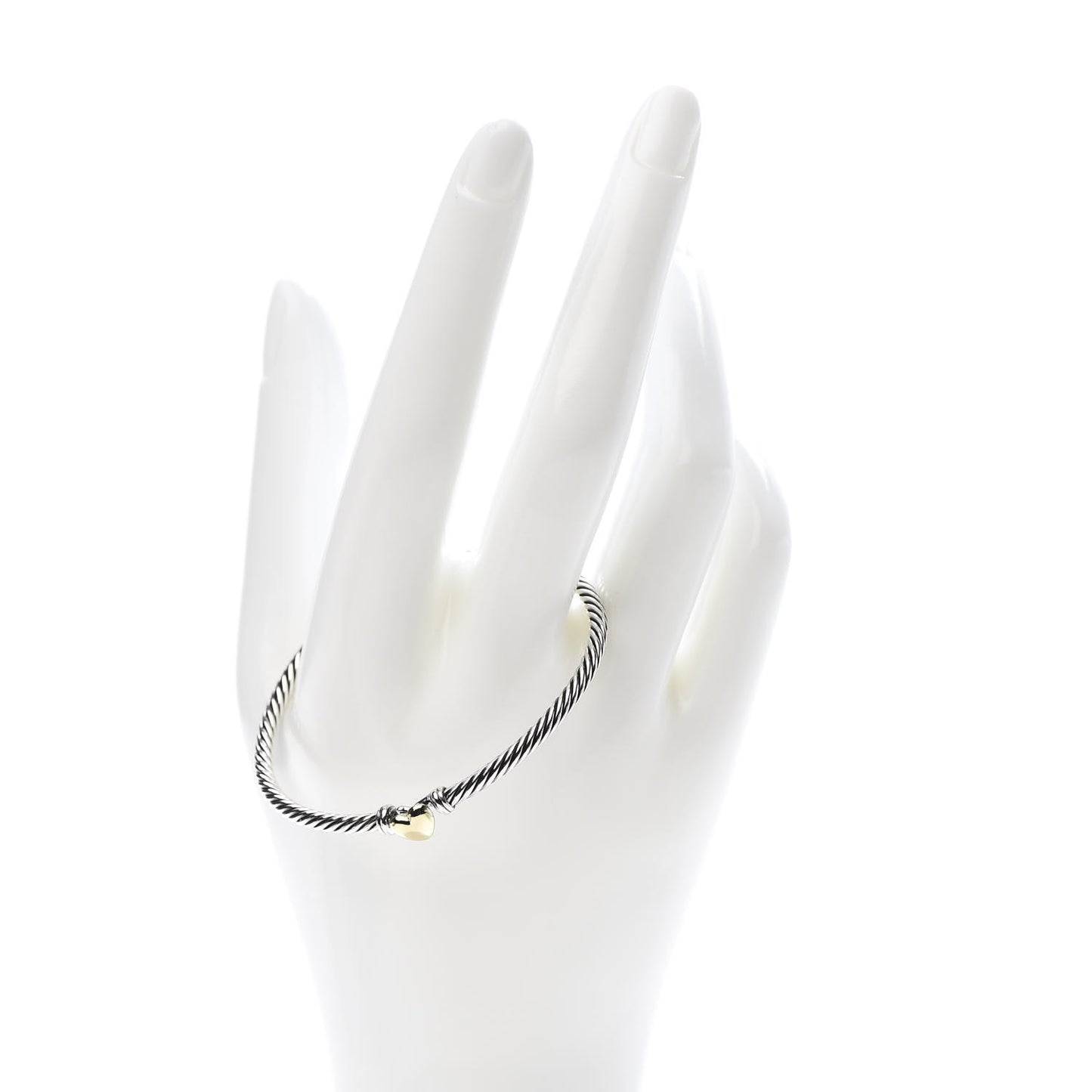 Sterling Silver 18K Yellow Gold 3mm Cable Collectibles Heart Bracelet