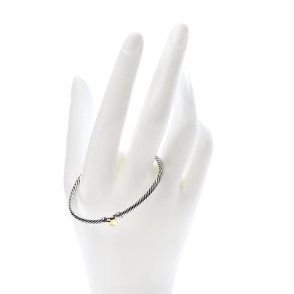 David Yurman Sterling Silver 18K Yellow Gold 3mm Cable Collectibles Heart Bracelet 2 of 5