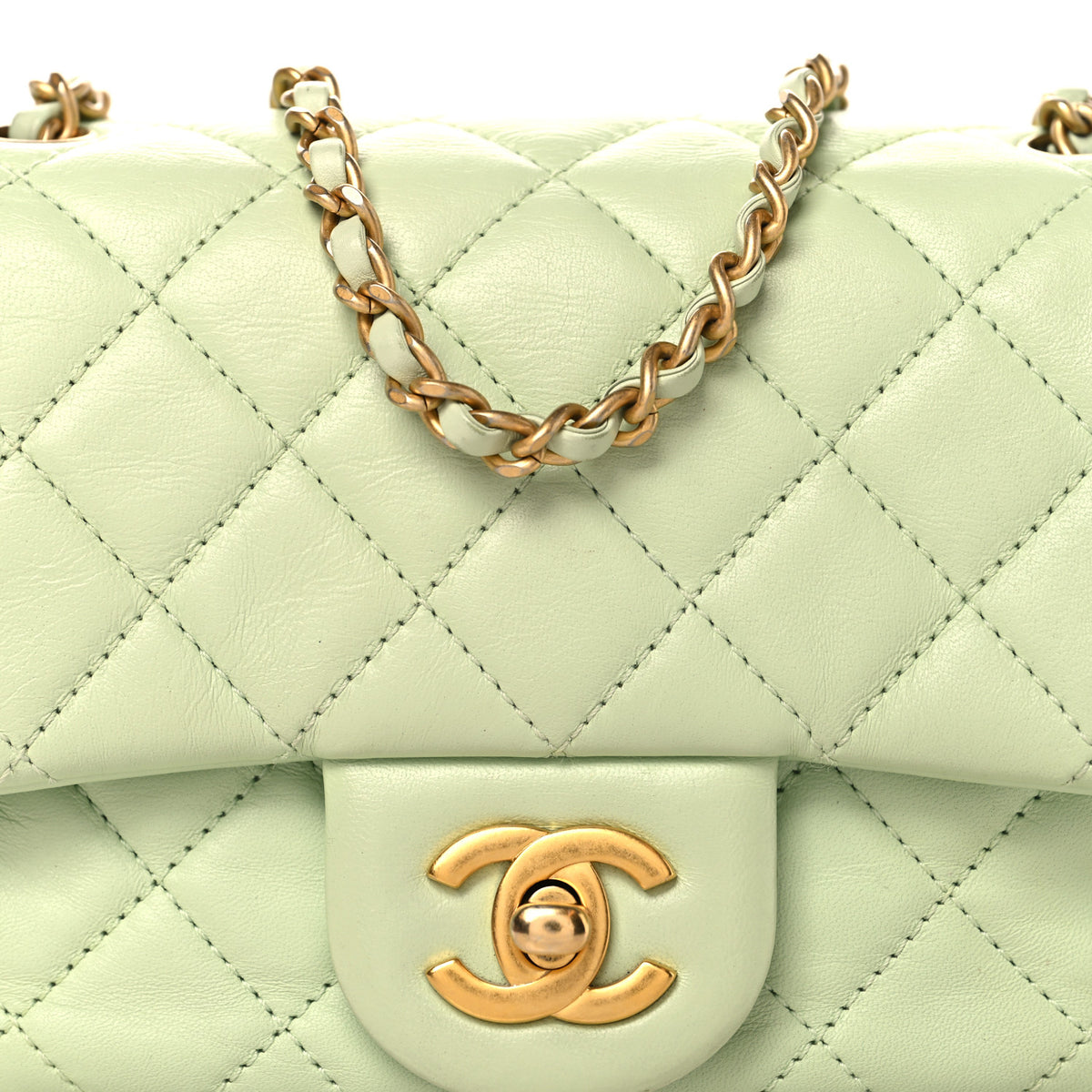 Chanel Lambskin Quilted Mini Pearl Crush Flap Light Green 8 of 10