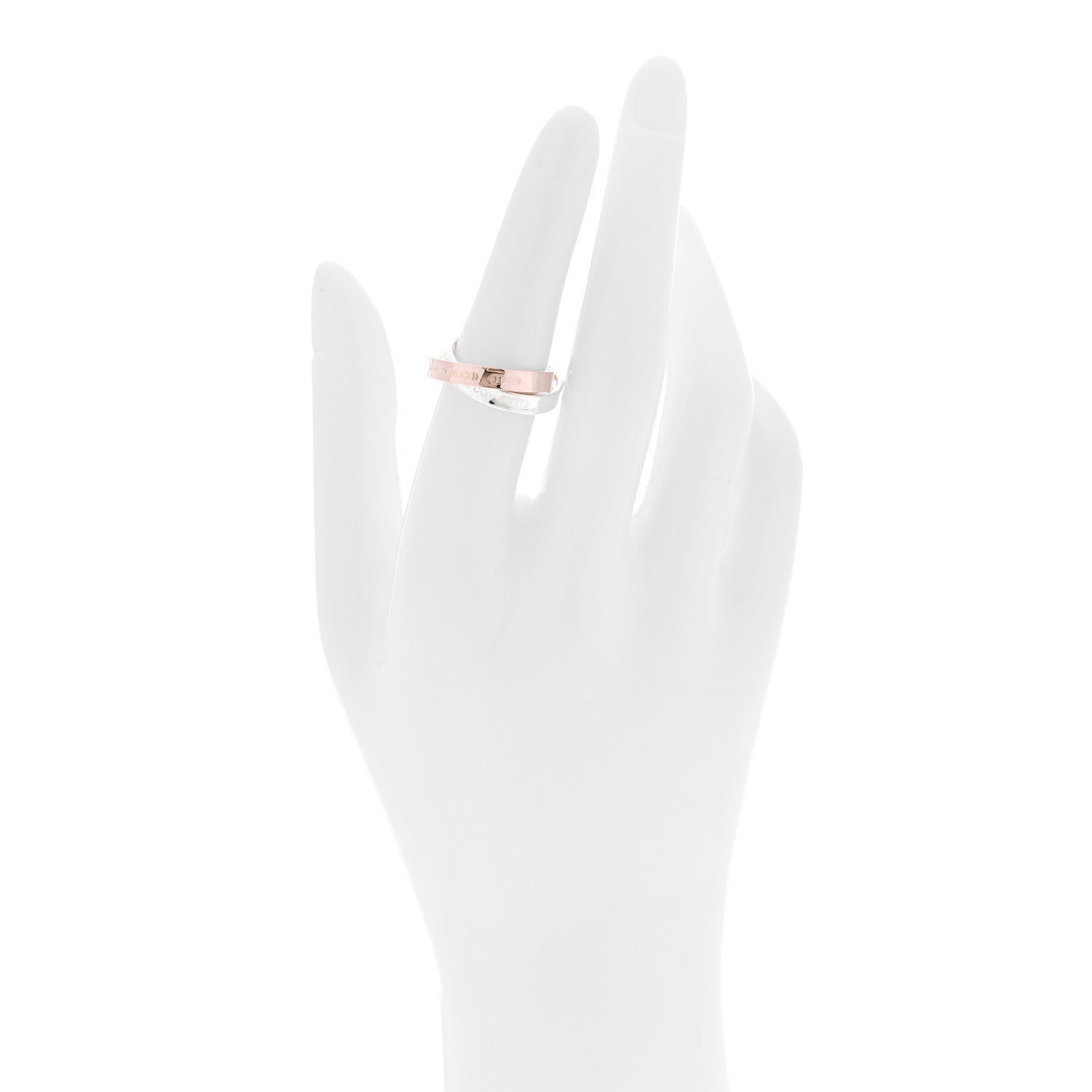 Tiffany 18K Rose Gold Sterling Silver 1837 Interlocking Circles Ring 52 6 2 of 4