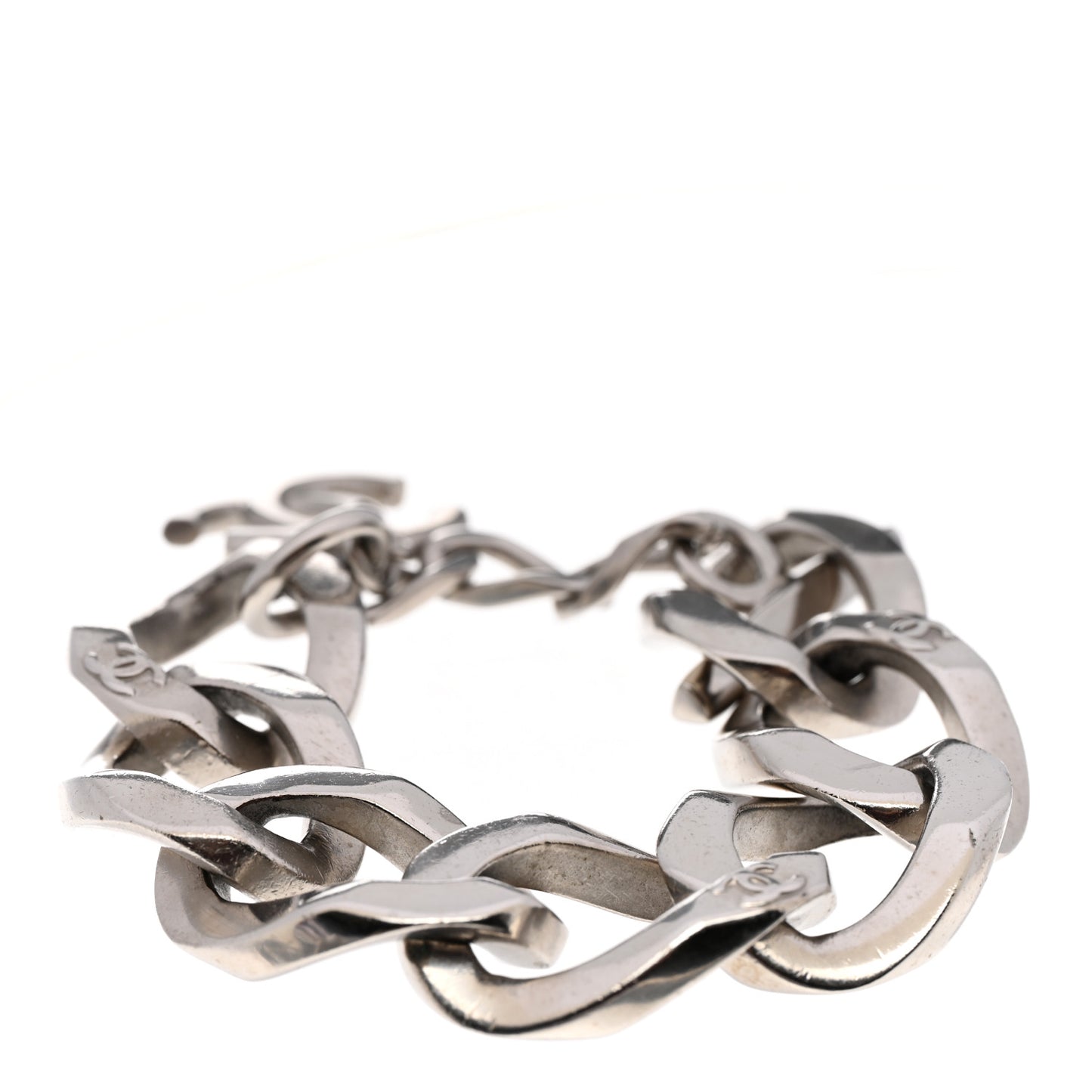 Metal Chain Link CC Bracelet Silver