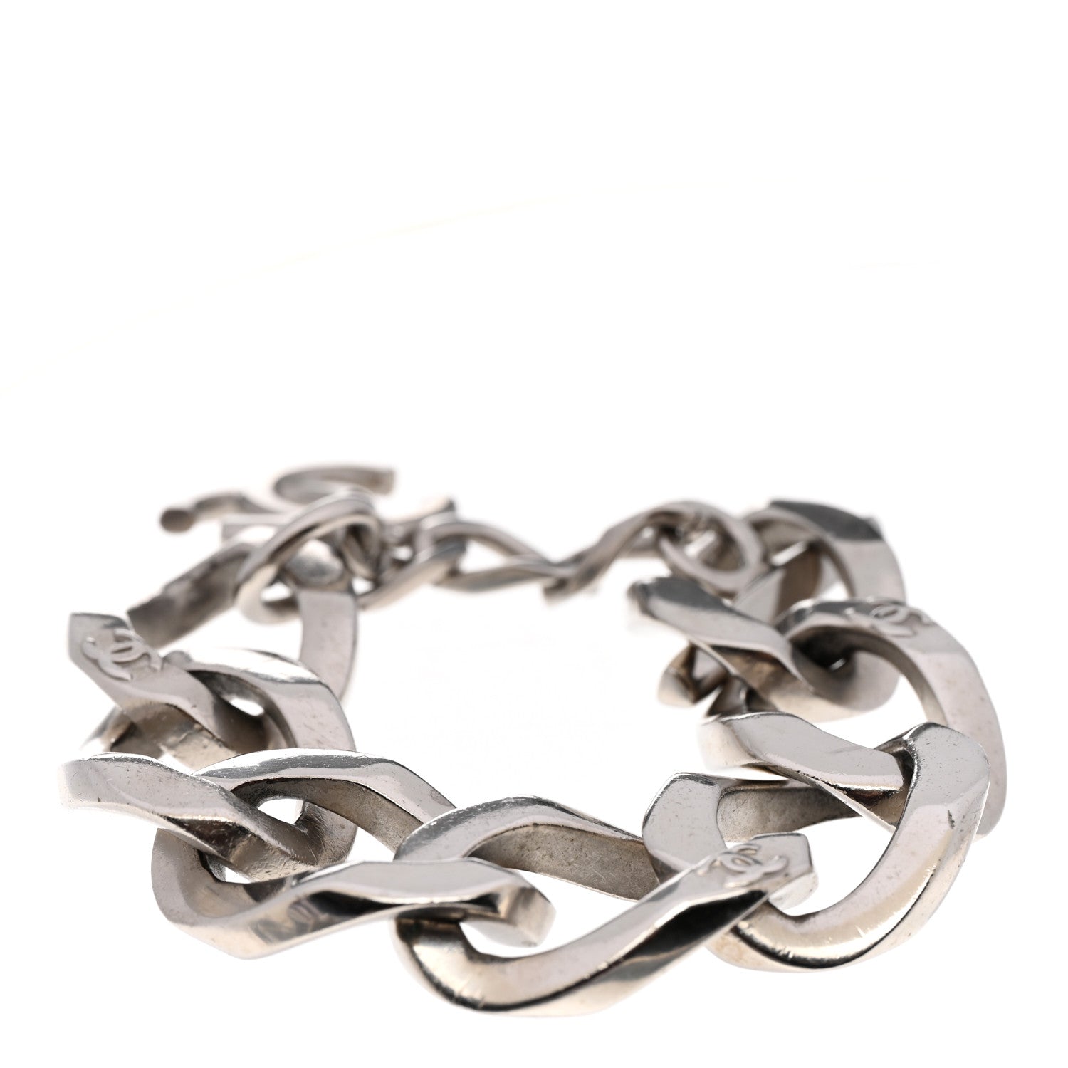 Chanel Metal Chain Link CC Bracelet Silver 1 of 3