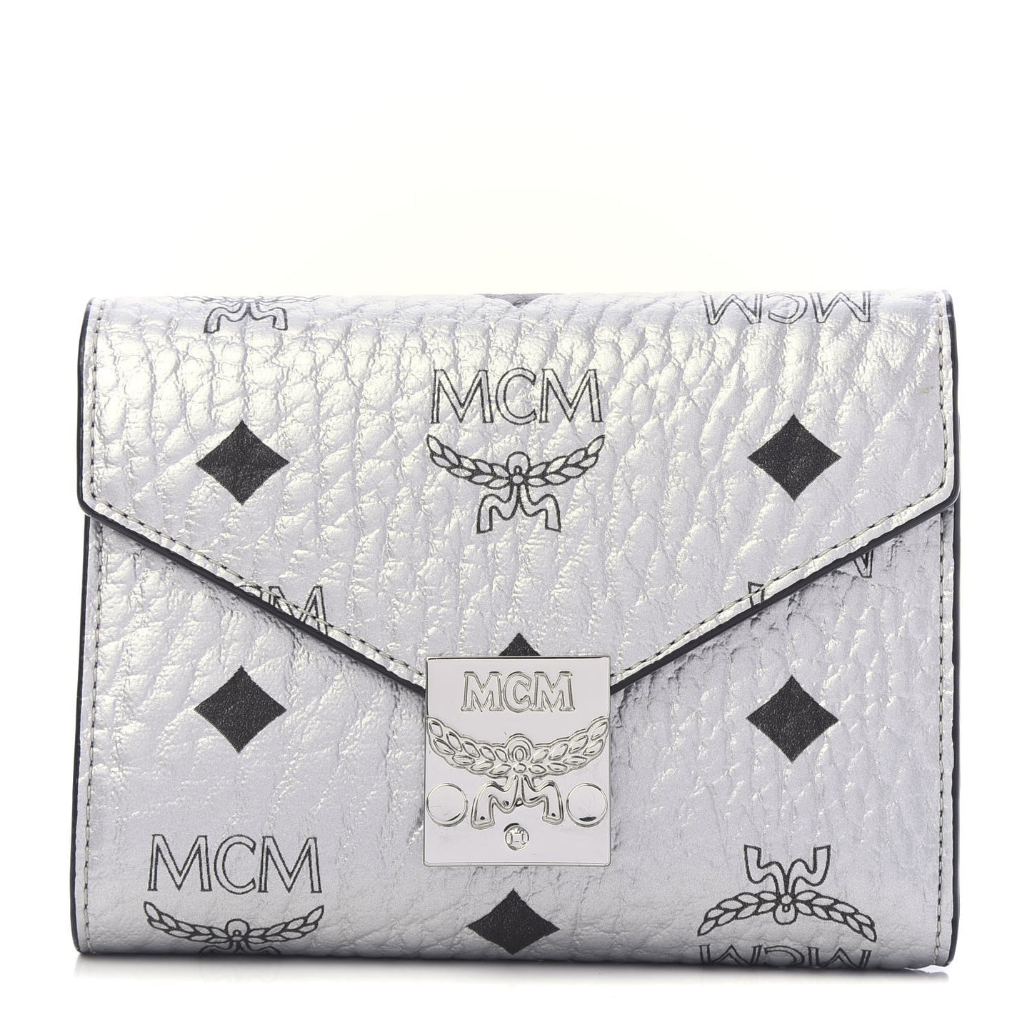 Metallic Visetos Compact Wallet Silver