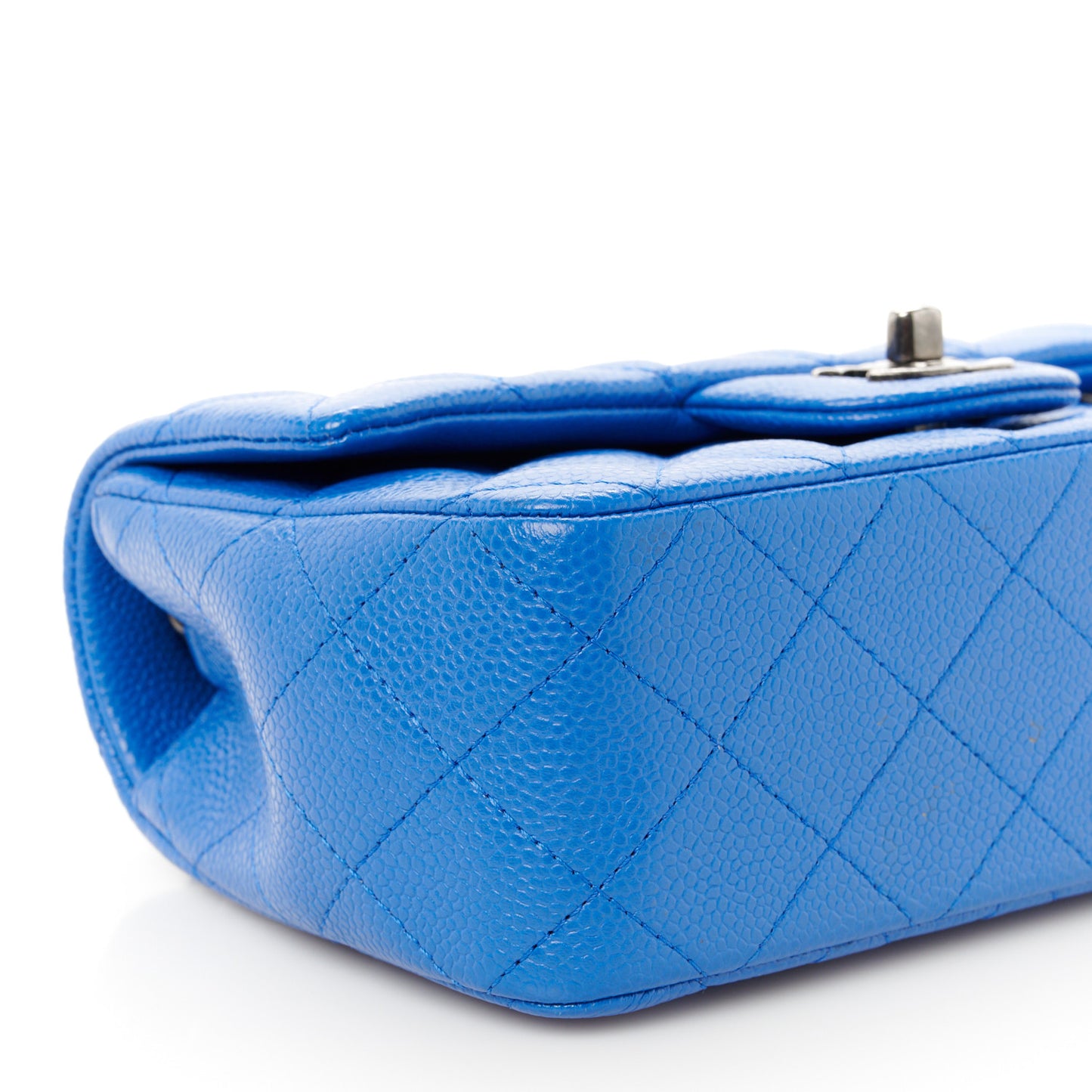 Caviar Quilted Mini Rectangular Flap Blue