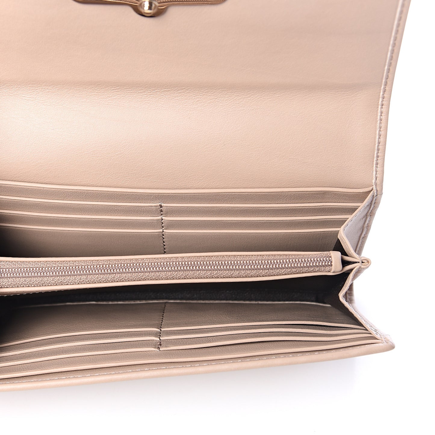 Calfskin Bamboo Continental Wallet Nude