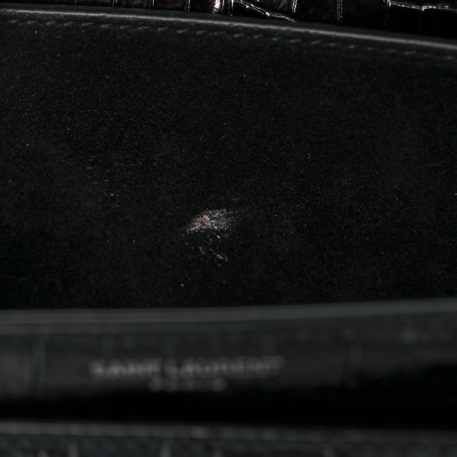 Saint Laurent Calfskin Crocodile Embossed Medium Monogram Sunset Black 11 of 11