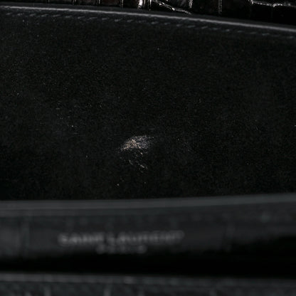 Saint Laurent Calfskin Crocodile Embossed Medium Monogram Sunset Black 11 of 11