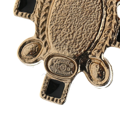Chanel Enamel Pearl CC Earrings Black Gold 4 of 5