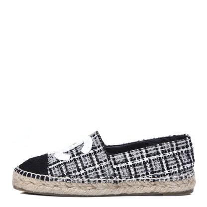Chanel Tweed CC Espadrilles 36 Black White 1 of 10