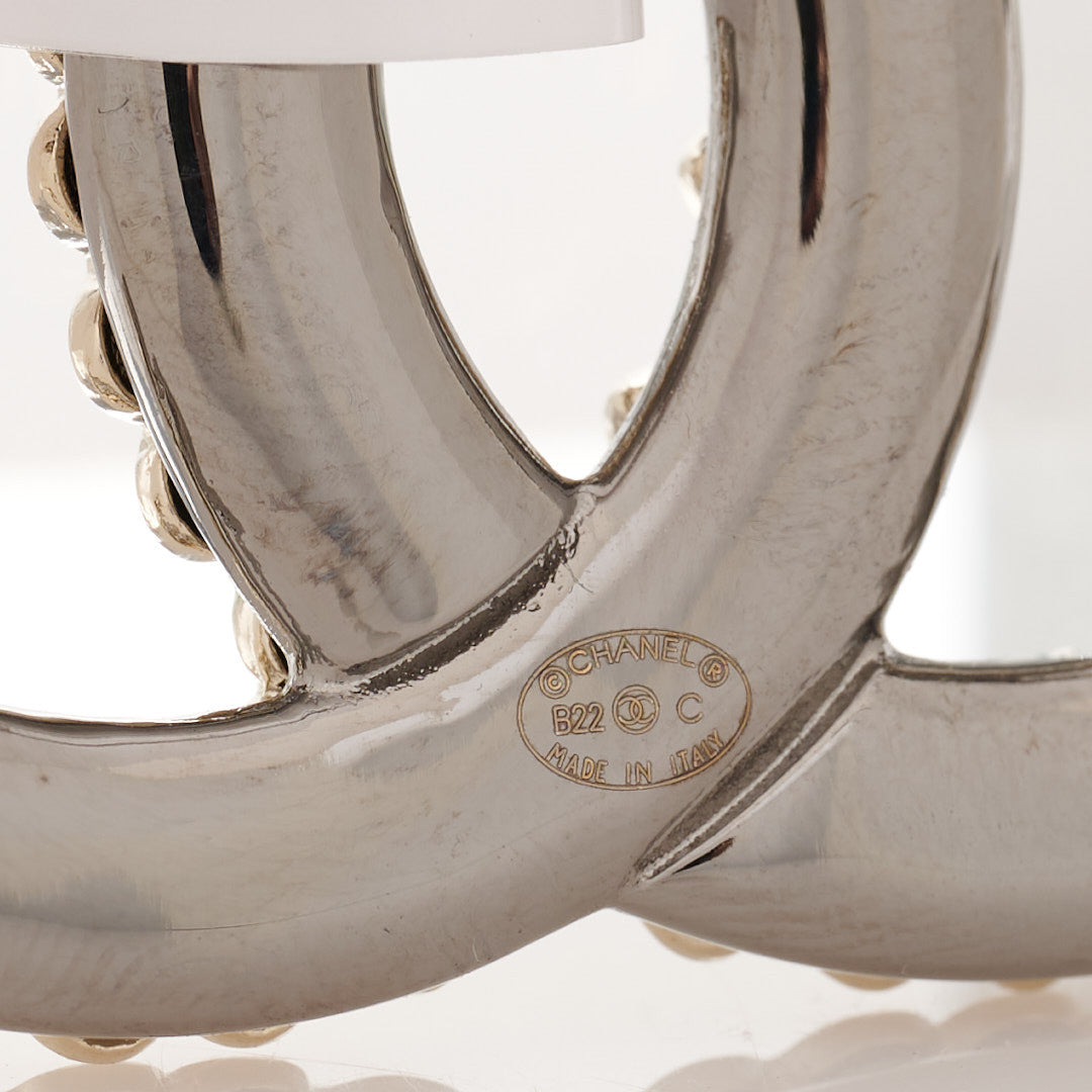 Metal CC Heart Brooch Gold Silver