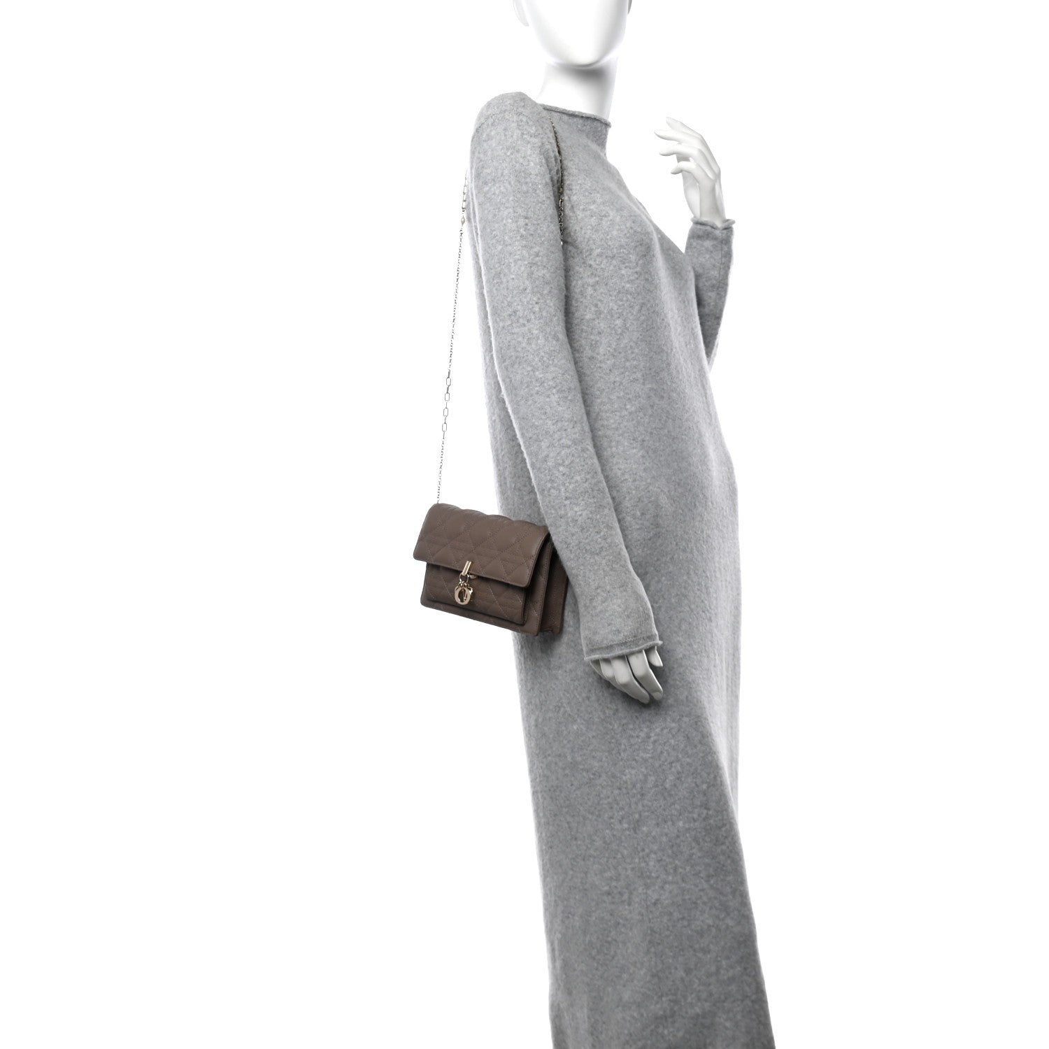 Christian Dior Lambskin Cannage Chain My Dior Daily Chain Pouch Warm Taupe 2 of 10