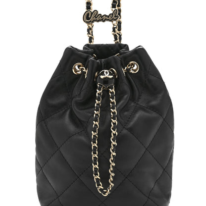 Chanel Shiny Lambskin Quilted Drawstring Backpack Black 8 of 10