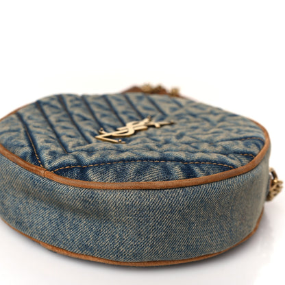 Saint Laurent Denim Quilted Monogram Round Crossbody Bag Rodeo Blue 9 of 9