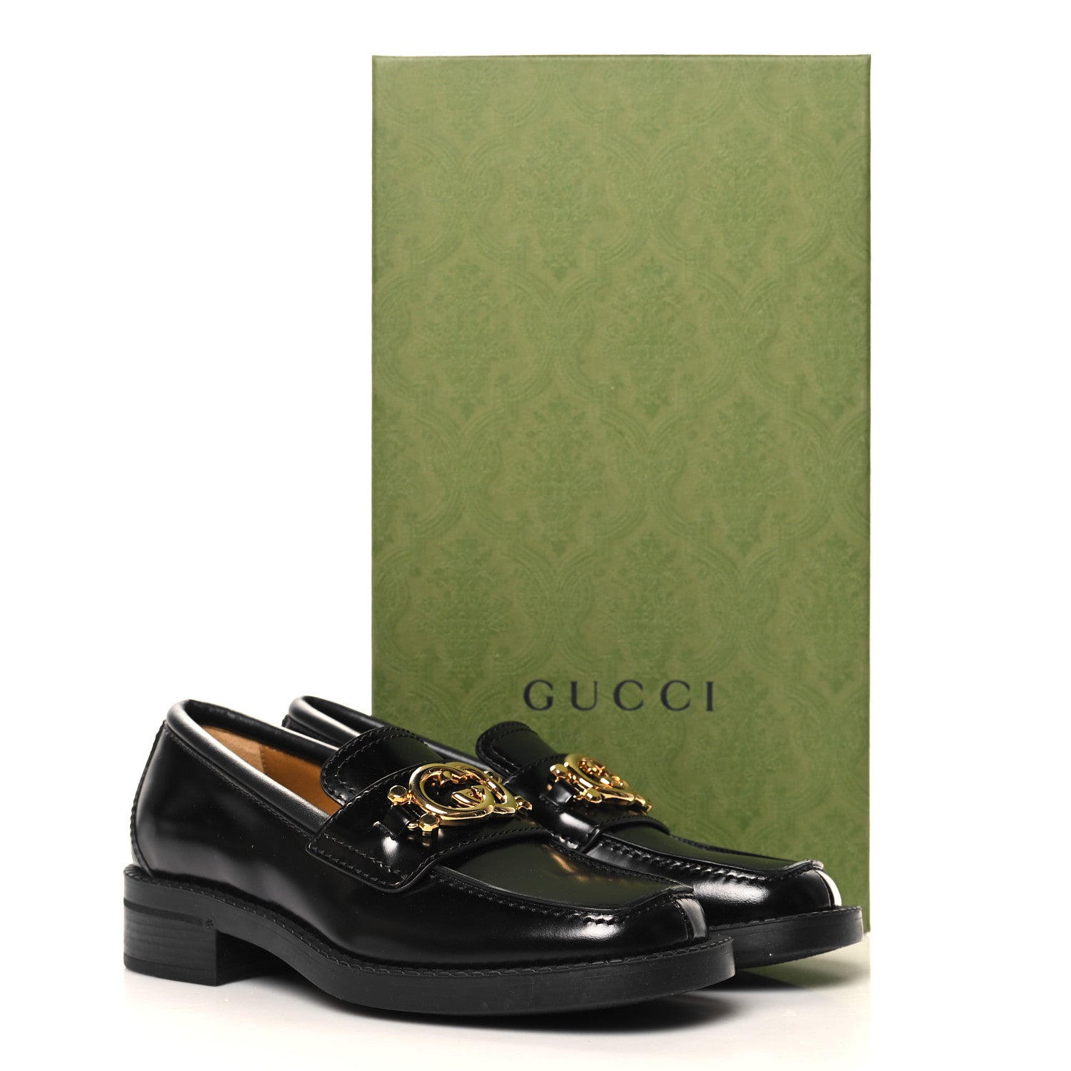 Gucci Spice Lux Nappa Samoa Interlocking G Loafers 36.5 Black