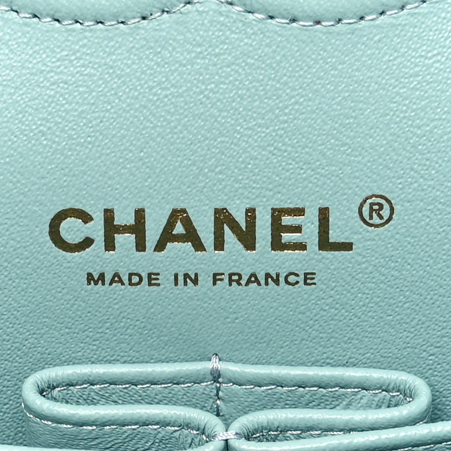 Caviar Quilted Medium Double Flap Light Blue