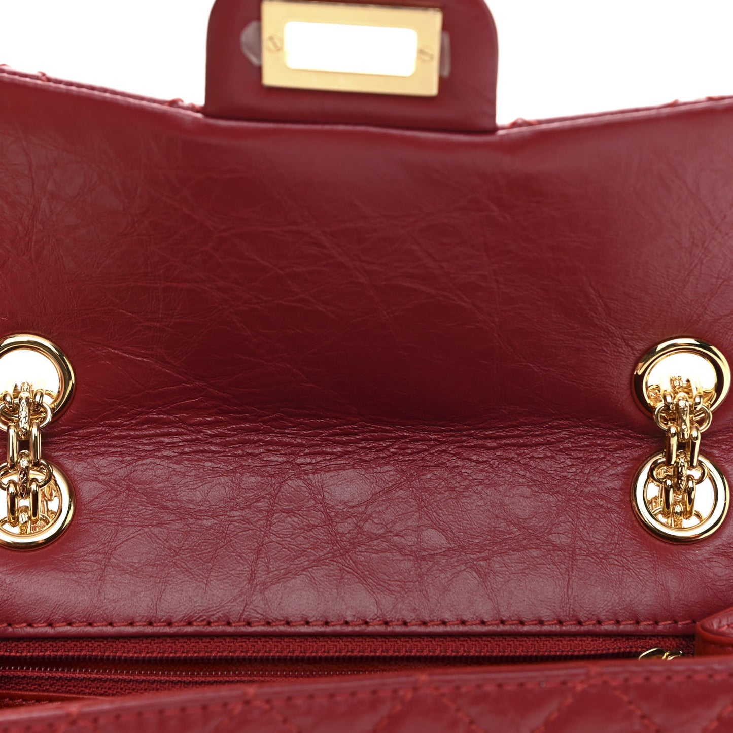 Aged Calfskin Quilted 2.55 Reissue Mini Flap Red