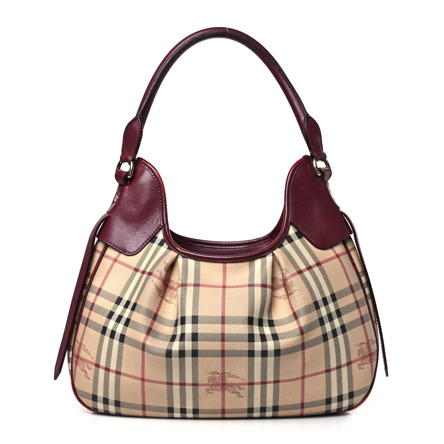 Burberry Haymarket Check Small Brooklyn Hobo Burgundy 1 of 14