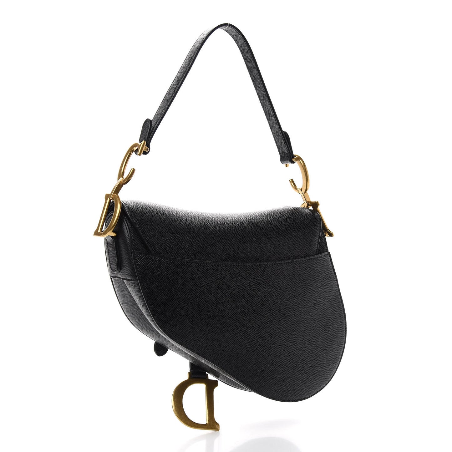 Grained Calfskin Saddle Bag Black