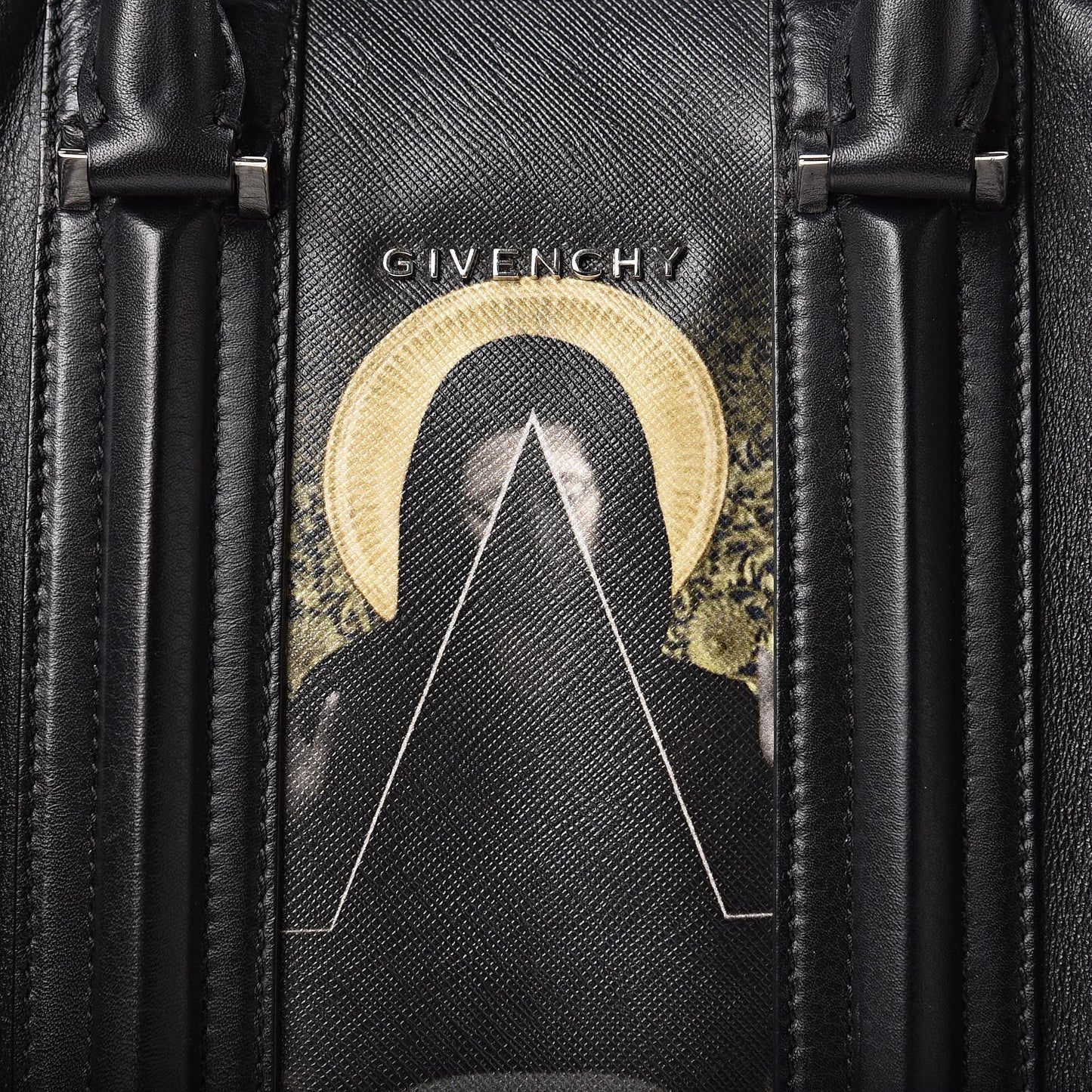 Calfskin Coated Canvas Madonna Print Mini Lucrezia Black