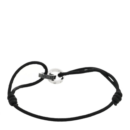 Cartier 18K White Gold Ceramic 4 Diamond LOVE Cord Bracelet Black 2 of 5