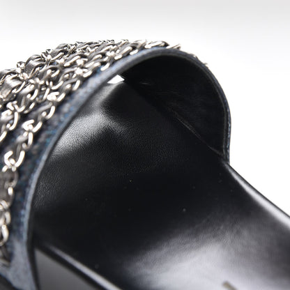 Chanel Lambskin Chain Flat Sandals 39 Dark Blue 8 of 10