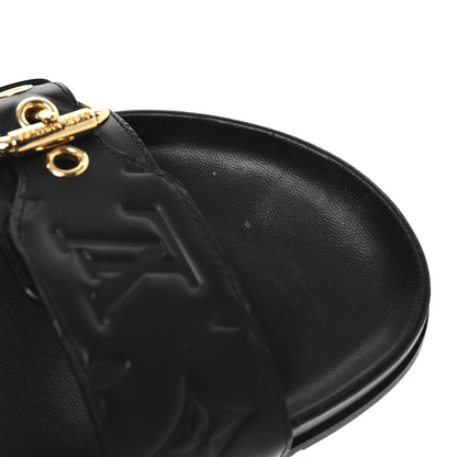 Louis Vuitton Lambskin Embossed Monogram Bom Dia Flat Mule Sandals 38 Black 12 of 13
