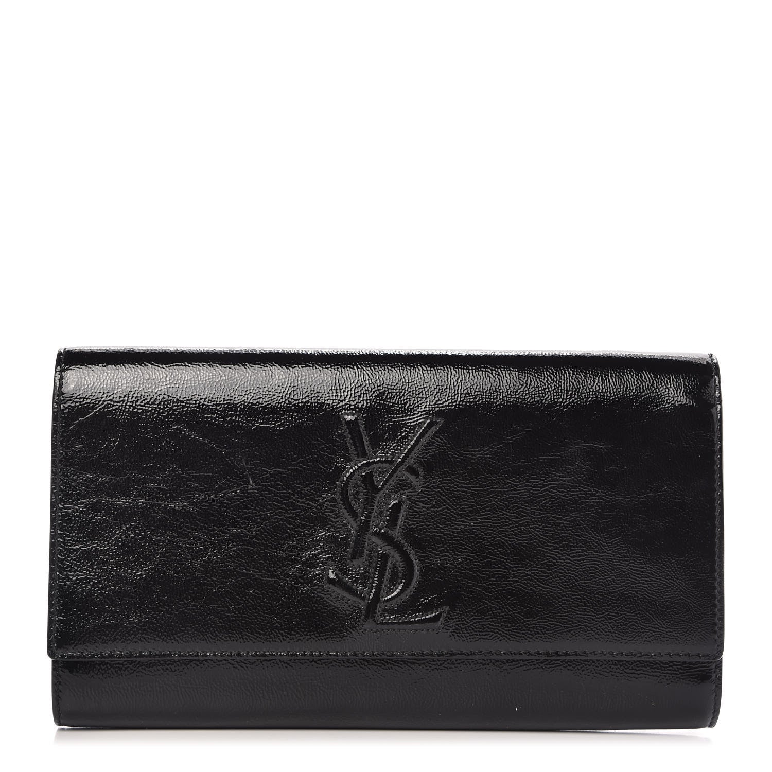 Saint Laurent Textured Patent Monogram Large Belle De Jour Clutch Black 1 of 10